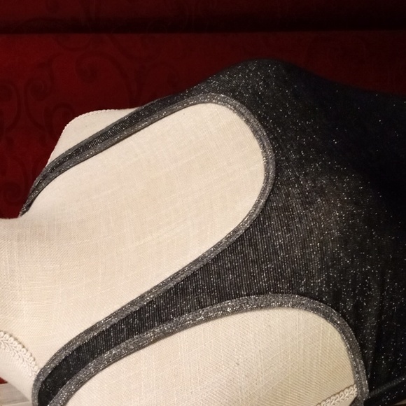 American Eagle Stretchy Black & Silver Metallic Racerback Tank|Sz Med - Picture 3 of 11